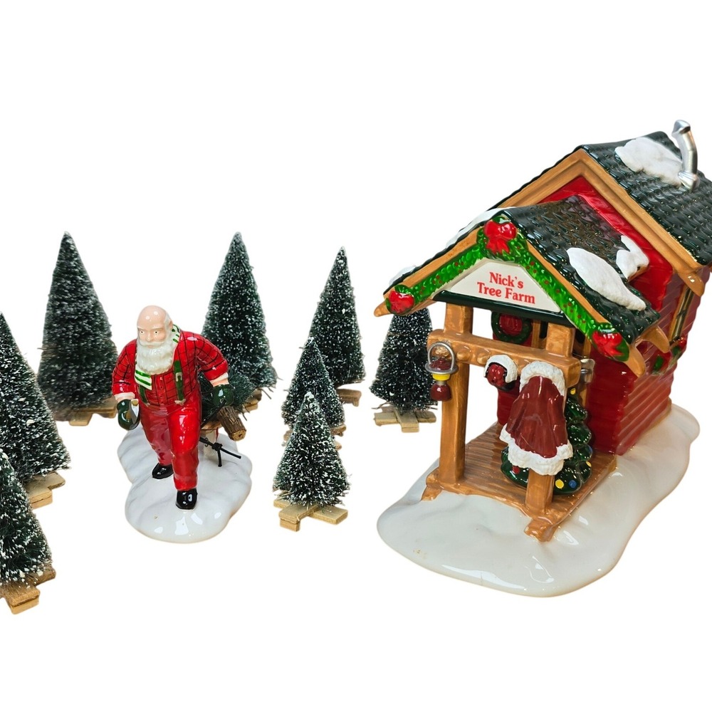 Department 56 Original Snow Village Nick's Tree Farm #54871 Set of 10 Retired